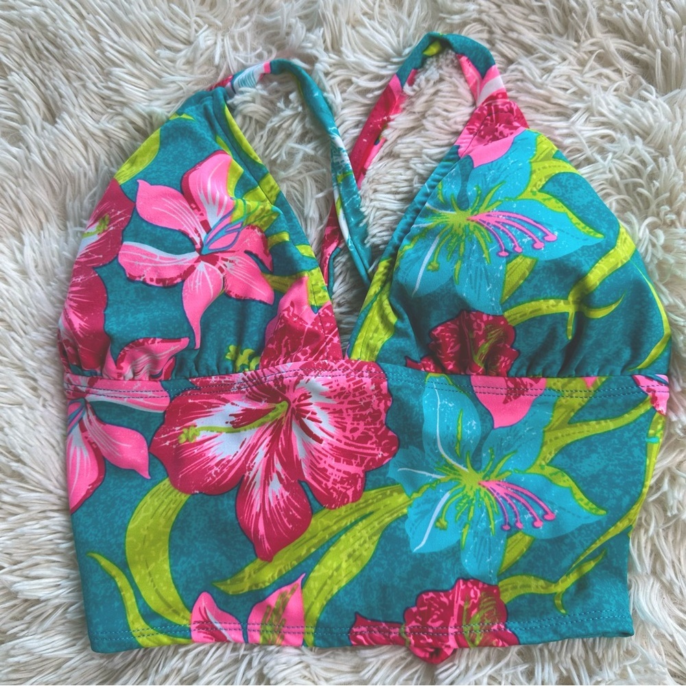 NWT UjENA Floral Bikini Top Size Large